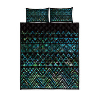 Maori Niho Taniwha Te Wheiao Quilt Bed Set Paua Shell - Polynesian Pride