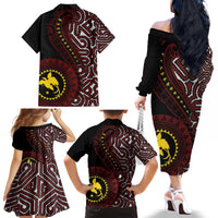 Papua New Guinea Oro Tapa Motif Family Matching Off The Shoulder Long Sleeve Dress and Hawaiian Shirt Special