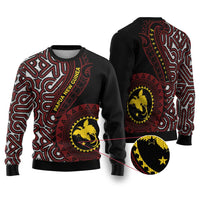 Papua New Guinea Oro Tapa Motif Ugly Christmas Sweater Special LT7 Black - Polynesian Pride
