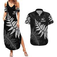 New Zealand Lawn Bowls Personalized Couples Matching Summer Maxi Dress and Hawaiian Shirt Wrap-Around Silver Fern - Polynesian Pride