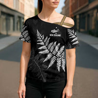 New Zealand Lawn Bowls Personalized Cross Shoulder Shirt Wrap-Around Silver Fern - Polynesian Pride