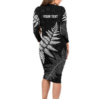 New Zealand Lawn Bowls Personalized Family Matching Long Sleeve Bodycon Dress and Hawaiian Shirt Wrap-Around Silver Fern - Polynesian Pride