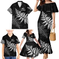 New Zealand Lawn Bowls Personalized Family Matching Mermaid Dress and Hawaiian Shirt Wrap-Around Silver Fern - Polynesian Pride