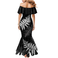 New Zealand Lawn Bowls Personalized Family Matching Mermaid Dress and Hawaiian Shirt Wrap-Around Silver Fern - Polynesian Pride