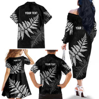 New Zealand Lawn Bowls Personalized Family Matching Off The Shoulder Long Sleeve Dress and Hawaiian Shirt Wrap-Around Silver Fern - Polynesian Pride