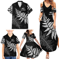 New Zealand Lawn Bowls Personalized Family Matching Summer Maxi Dress and Hawaiian Shirt Wrap-Around Silver Fern - Polynesian Pride