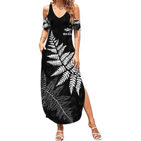 New Zealand Lawn Bowls Personalized Family Matching Summer Maxi Dress and Hawaiian Shirt Wrap-Around Silver Fern - Polynesian Pride
