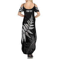 New Zealand Lawn Bowls Personalized Family Matching Summer Maxi Dress and Hawaiian Shirt Wrap-Around Silver Fern - Polynesian Pride