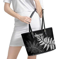 New Zealand Lawn Bowls Personalized Leather Tote Bag Wrap-Around Silver Fern - Polynesian Pride