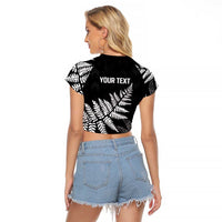 New Zealand Lawn Bowls Personalized Raglan Cropped T Shirt Wrap-Around Silver Fern - Polynesian Pride