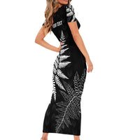 New Zealand Lawn Bowls Personalized Short Sleeve Bodycon Dress Wrap-Around Silver Fern - Polynesian Pride