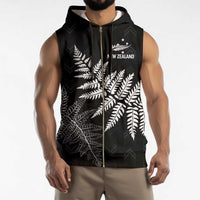New Zealand Lawn Bowls Personalized Sleeveless Zip Hoodie Wrap-Around Silver Fern - Polynesian Pride