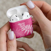 New Zealand Lawn Bowls Breast Cancer Personalized AirPods Case Wrap-Around Silver Fern LT7 - Polynesian Pride