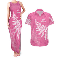 New Zealand Lawn Bowls Breast Cancer Personalized Couples Matching Tank Maxi Dress and Hawaiian Shirt Wrap-Around Silver Fern - Polynesian Pride