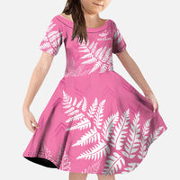 New Zealand Lawn Bowls Breast Cancer Personalized Family Matching Mermaid Dress and Hawaiian Shirt Wrap-Around Silver Fern - Polynesian Pride