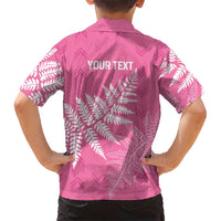 New Zealand Lawn Bowls Breast Cancer Personalized Family Matching Off The Shoulder Long Sleeve Dress and Hawaiian Shirt Wrap-Around Silver Fern - Polynesian Pride