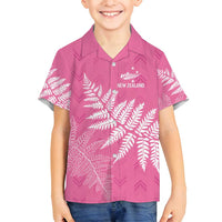 New Zealand Lawn Bowls Breast Cancer Personalized Family Matching Off Shoulder Short Dress and Hawaiian Shirt Wrap-Around Silver Fern - Polynesian Pride