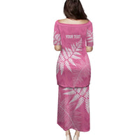 New Zealand Lawn Bowls Breast Cancer Personalized Family Matching Puletasi and Hawaiian Shirt Wrap-Around Silver Fern - Polynesian Pride