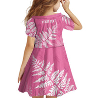New Zealand Lawn Bowls Breast Cancer Personalized Kid Short Sleeve Dress Wrap-Around Silver Fern - Polynesian Pride