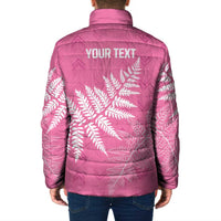 New Zealand Lawn Bowls Breast Cancer Personalized Padded Jacket Wrap-Around Silver Fern - Polynesian Pride