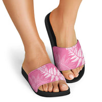 New Zealand Lawn Bowls Breast Cancer Personalized Slide Sandals Wrap-Around Silver Fern - Polynesian Pride