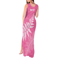 New Zealand Lawn Bowls Breast Cancer Personalized Tank Maxi Dress Wrap-Around Silver Fern - Polynesian Pride