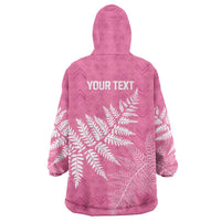 New Zealand Lawn Bowls Breast Cancer Personalized Wearable Blanket Hoodie Wrap-Around Silver Fern - Polynesian Pride