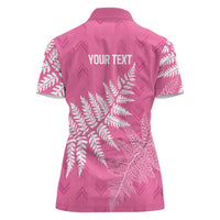 New Zealand Lawn Bowls Breast Cancer Personalized Women Polo Shirt Wrap-Around Silver Fern - Polynesian Pride