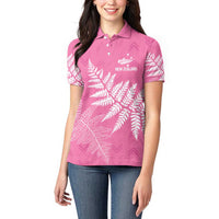 New Zealand Lawn Bowls Breast Cancer Personalized Women Polo Shirt Wrap-Around Silver Fern - Polynesian Pride