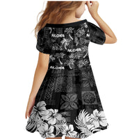 Aloha Vintage Quilt Family Matching Mermaid Dress and Hawaiian Shirt Hawaiian Seamless - Black LT7 - Polynesian Pride