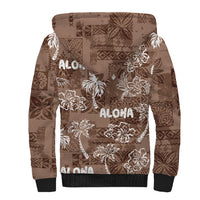 Aloha Vintage Quilt Sherpa Hoodie Hawaiian Seamless - Brown LT7 - Polynesian Pride