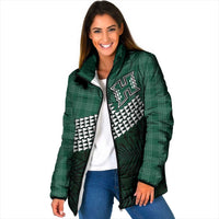 Rainbow Warriors Hawaii Personalized Palaka Padded Jacket LT7 Women Green - Polynesian Pride