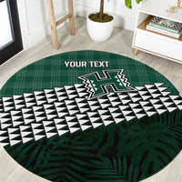 Rainbow Warriors Hawaii Personalized Palaka Round Carpet LT7 Green - Polynesian Pride