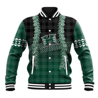 Rainbow Warriors Hawaii Palaka Baseball Jacket Maile Lei LT7 Unisex Dark Green - Polynesian Pride
