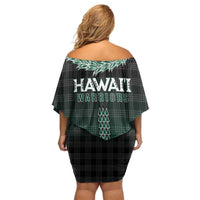 Rainbow Warriors Hawaii Palaka Off Shoulder Short Dress Maile Lei LT7 - Polynesian Pride