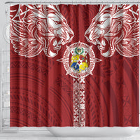 Tonga Independence Day Shower Curtain Tongatapu Lion Ngatu Motifs