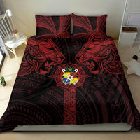 Tonga Independence Day Bedding Set Tongatapu Lion Ngatu Motifs Black Ver. LT7 - Polynesian Pride
