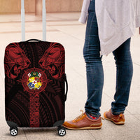 Tonga Independence Day Luggage Cover Tongatapu Lion Ngatu Motifs Black Ver. LT7 Black - Polynesian Pride
