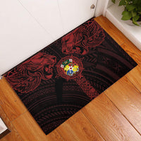 Tonga Independence Day Rubber Doormat Tongatapu Lion Ngatu Motifs Black Ver. LT7 Black - Polynesian Pride