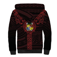 Tonga Independence Day Sherpa Hoodie Tongatapu Lion Ngatu Motifs Black Ver. LT7 - Polynesian Pride