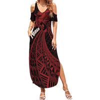 Tonga Independence Day Summer Maxi Dress Tongatapu Lion Ngatu Motifs Black Ver. LT7 Women Black - Polynesian Pride