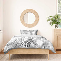 Polynesia Plumeria Lei Bedding Set White Curves Motif