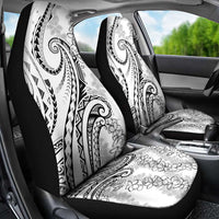 Polynesia Plumeria Lei Car Seat Cover White Curves Motif