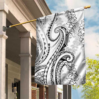 Polynesia Plumeria Lei Garden Flag White Curves Motif