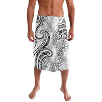 Polynesia Plumeria Lei Lavalava White Curves Motif