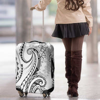 Polynesia Plumeria Lei Luggage Cover White Curves Motif