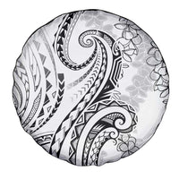 Polynesia Plumeria Lei Spare Tire Cover White Curves Motif