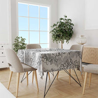 Polynesia Plumeria Lei Tablecloth White Curves Motif