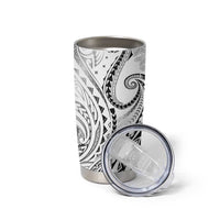 Polynesia Plumeria Lei Tumbler Cup White Curves Motif