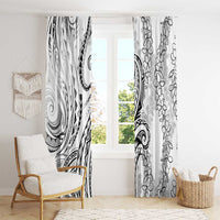 Polynesia Plumeria Lei Window Curtain White Curves Motif